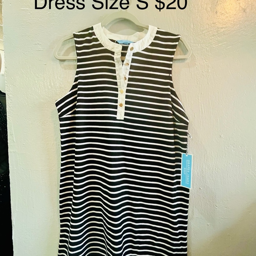 Draper James Black and White Striped Midi Dress